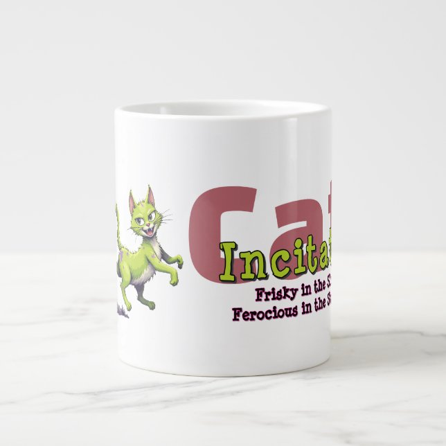 Chaos Cat 20oz Mug – Incitata: Frisky in Sheets Jumbo Mugg (Framsidan)