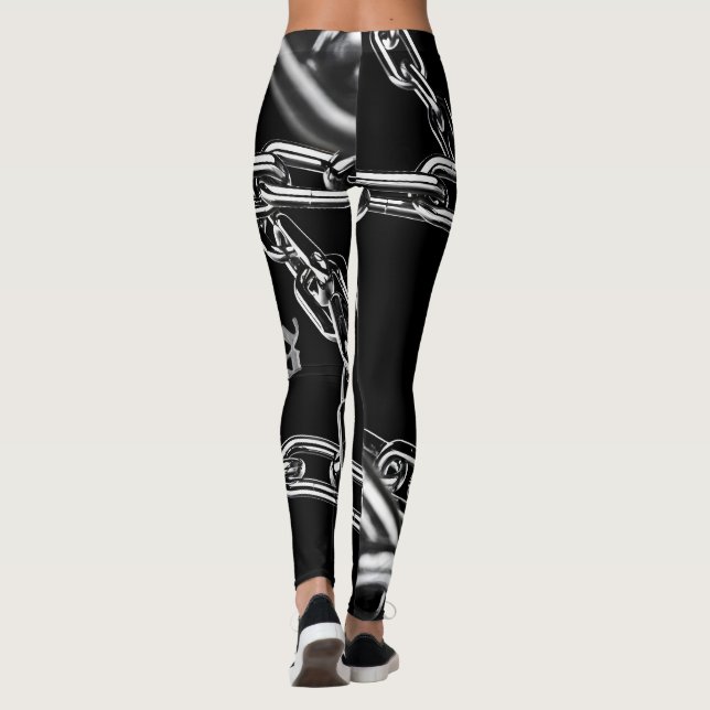CHAOS Chains Metallic Grunge Streetwear Leggings (Baksida)