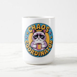 Chaos Coordinator Cat Sticker - Funny Grumpy Coffe Kaffemugg