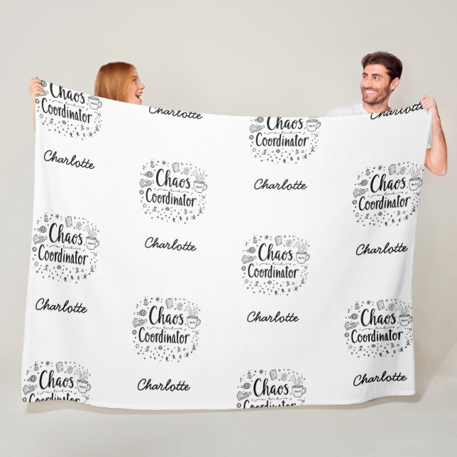 Chaos Coordinator Funny Personlig Mors dag Fleecefilt (På plats)