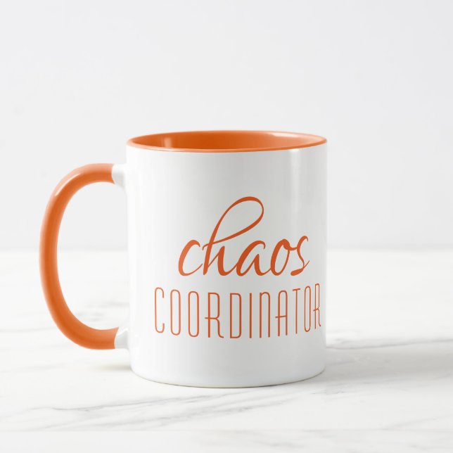 Chaos Coordinator Modern Orange Script Mugg (Vänster)