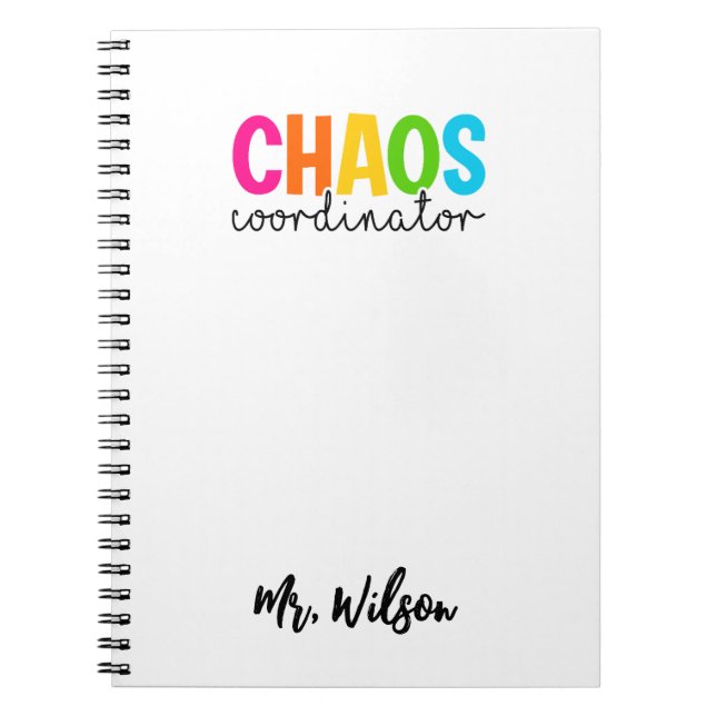 Chaos Coordinator Notebook – Funny Teacher Quote Anteckningsbok (Framsidan)