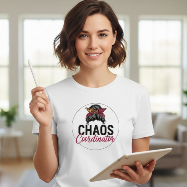 Chaos Coordinator Shirt with Messy Bun and Leopard T (Skapare uppladdad)