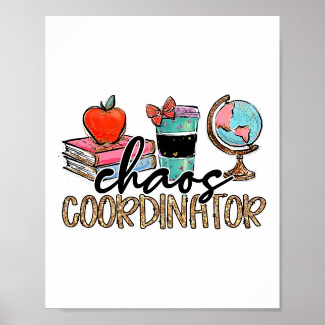 Chaos Coordinator Teacher Fun Teacher Humor Leopar Poster (Framsidan)