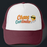 Chaos Coordinator Trucker Hat – Funny Gift for Mom Keps<br><div class="desc">Keep your cool in the middle of the chaos! This "Chaos Coordinator" trucker hat is the perfect accessory for those who manage madness with a smile—whether you're a multitasking mom, an inspiring teacher, or a fearless team leader. With bold colors and a fun design featuring a cool emoji, this hat...</div>