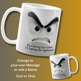 Chaos & Eyebrows, Add Name Message Expressive Face Kaffemugg