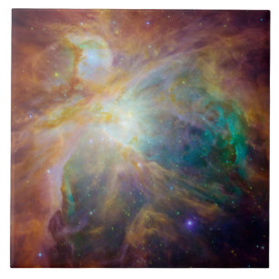 Chaos i hjärtat av Orion Spitzer Hubble Composite Kakelplatta