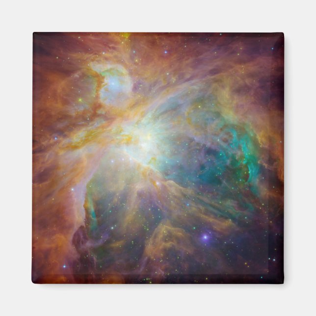 Chaos i hjärtat av Orion Spitzer Hubble Composite Magnet (Framsidan)