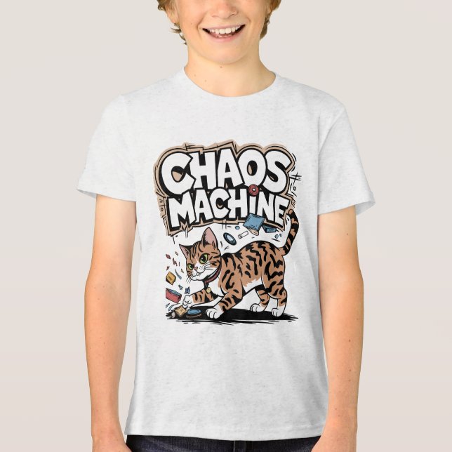 Chaos Maskin Bengal Cat Funny Design T Shirt (Framsida)