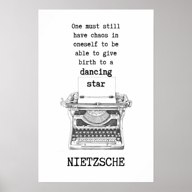 Chaos och Dancing STAR citat av Nietzsche Poster (Framsidan)
