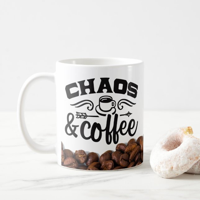Chaos och kaffe kaffemugg (Med munk)
