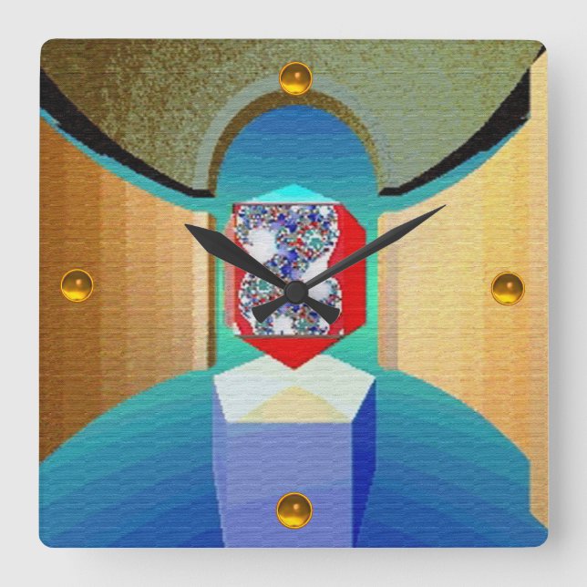 CHAOS OCH ORDER TEMPLE Surreal Fractal Art Fyrkantig Klocka (Framsida)