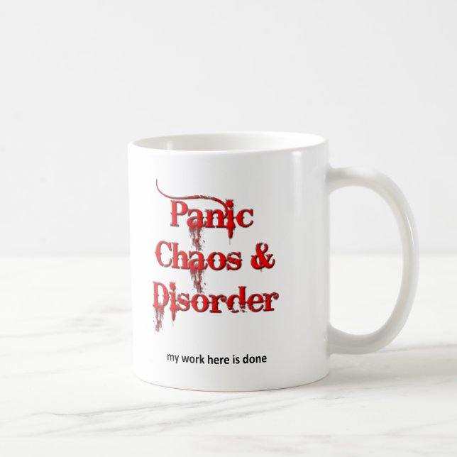 Chaos Panic och Disorder Funny Mug Kaffemugg (Höger)