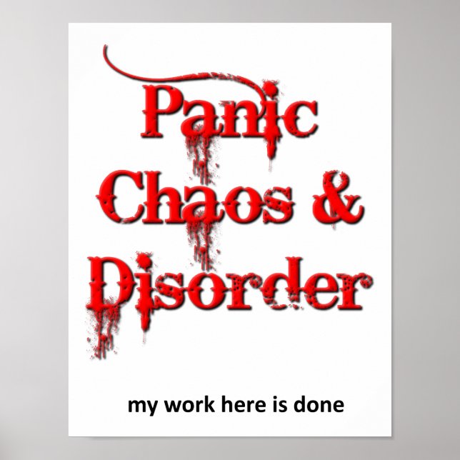 Chaos Panic och Disorder Funny Poster (Framsidan)