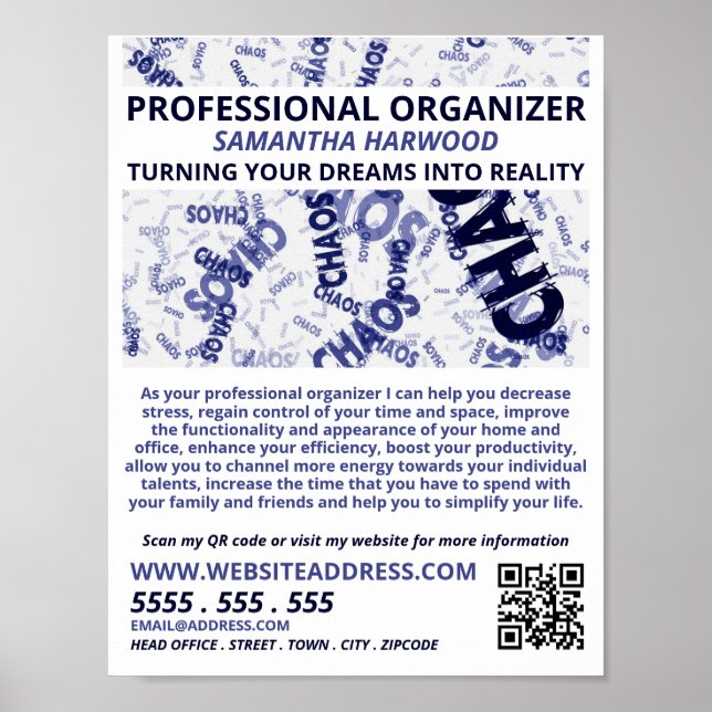 Chaos Slogan Design, Professionell Organizer Poster (Framsidan)