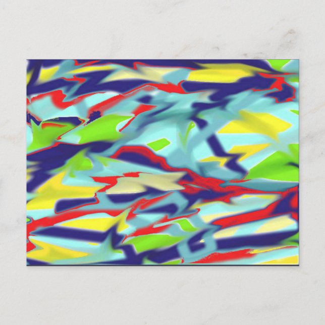 Chaos till Form Digital Art-vykort - blått Vykort (Framsida)