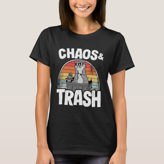 Chaos & Trash Garbage Panda Funny Raccoon T Shirt (Framsida)