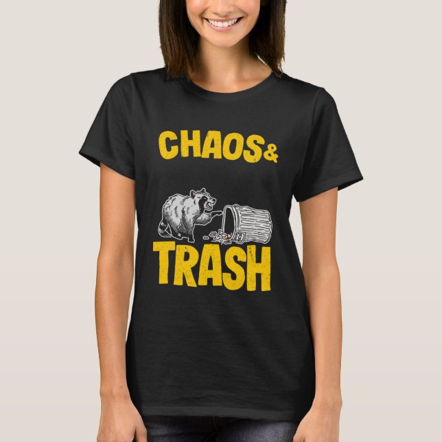 Chaos & Trash Garbage Panda Raccoon T Shirt (Framsida)