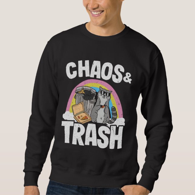 Chaos & Trash Garbage Panda Rainbow Raccoon  1 Lång Ärmad Tröja (Framsida)