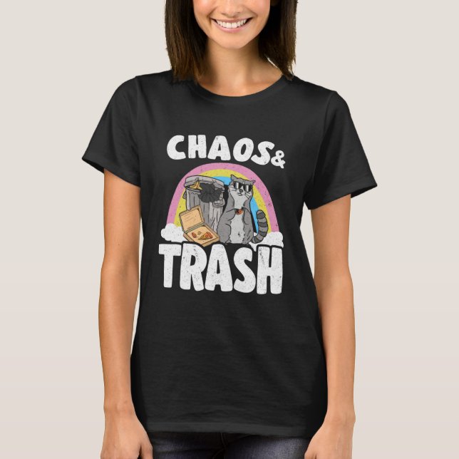 Chaos & Trash Garbage Panda Rainbow Raccoon 1 T Shirt (Framsida)