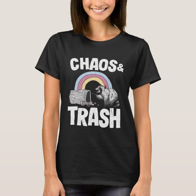 Chaos & Trash Garbage Panda Rainbow Raccoon  4 T Shirt (Framsida)