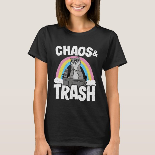 Chaos & Trash Garbage Panda Rainbow Raccoon 4 T Shirt (Framsida)