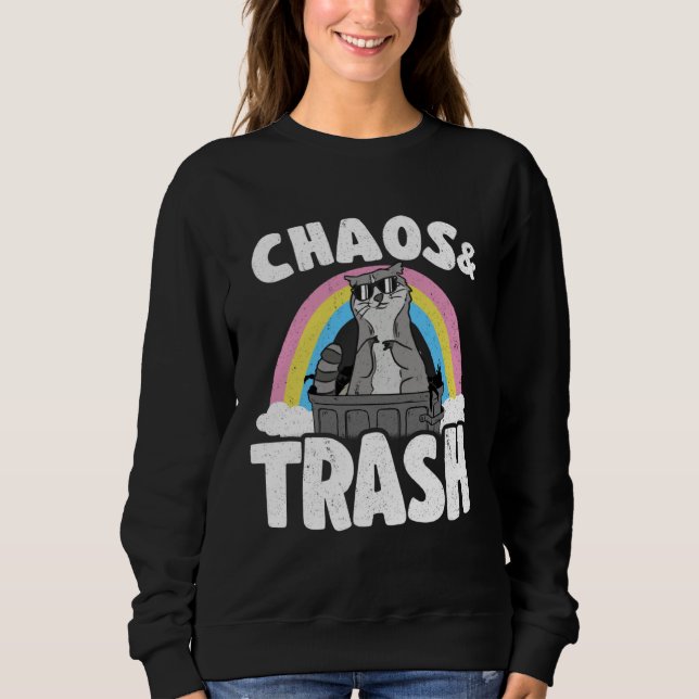 Chaos & Trash Garbage Panda Rainbow Raccoon T Shirt (Framsida)