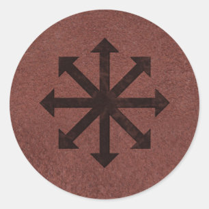 Chaosphere - ockult Magick symbol på rött läder Runt Klistermärke