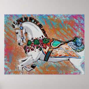 Chaotic Carousel Horse - Bright färgstark Poster