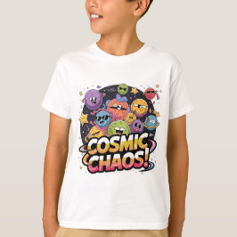 Chaotic Cartoonish Galaxy med Whimsical Character T Shirt