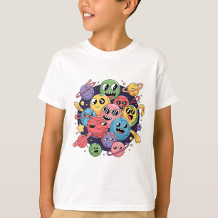 Chaotic Cartoonish Galaxy med Whimsical Stars T Shirt