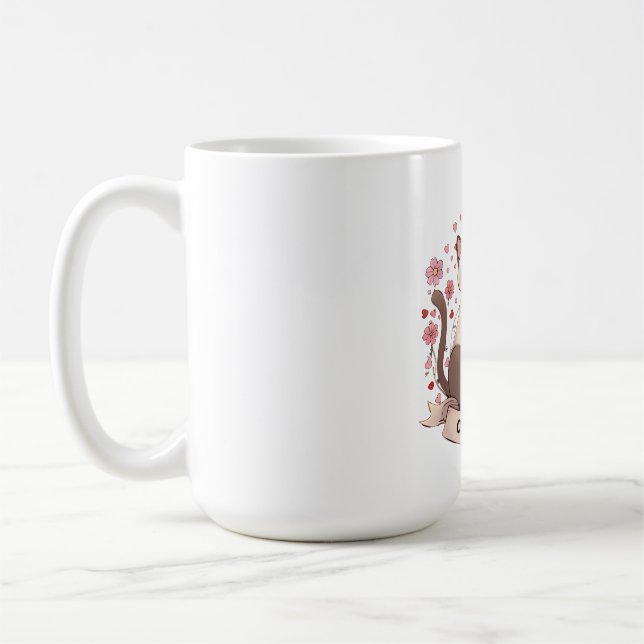 Chaotic Cat Couple – Cute Whimsical Love Sticker Kaffemugg (Vänster)