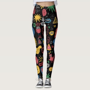 Chaotic Doodle Art Shirt - Roligt Abstrakt Sketch Leggings