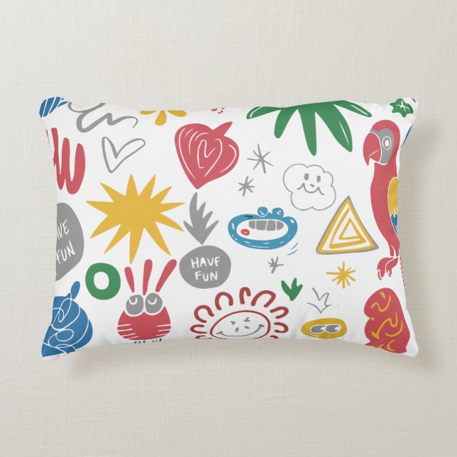 Chaotic Doodle Art Shirt - Roligt Abstrakt Sketch  Prydnadskudde (Framsidan)