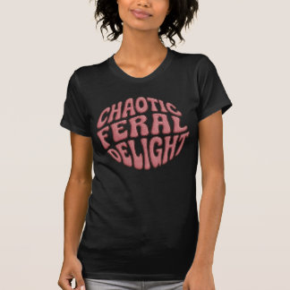 Chaotic Feral Delight - Pink Faux Embroidery T Shirt