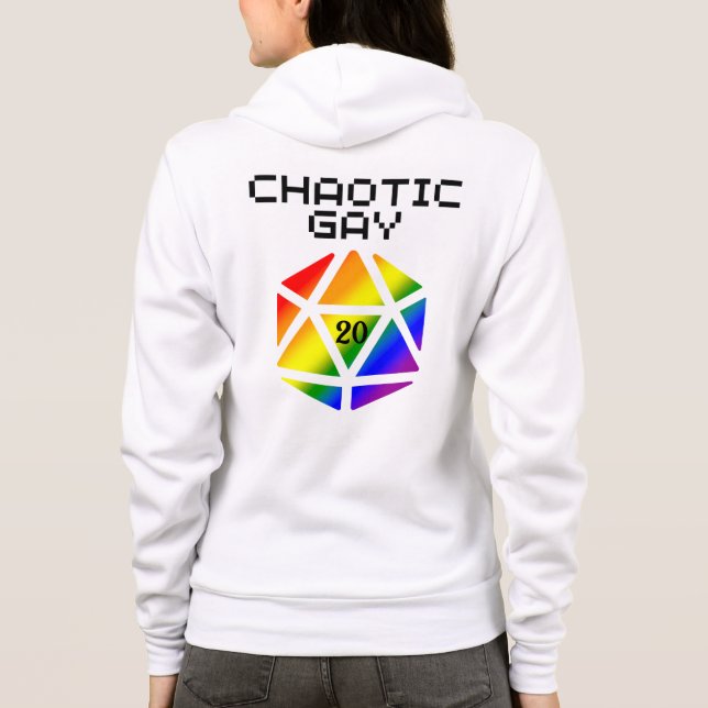 Chaotic Gay D20 - LGBTQ+ Pride DND T Shirt (Baksida)