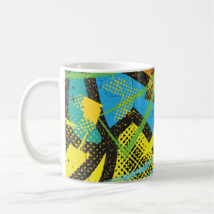 Chaotic Neon: Abstrakt Graffiti Mönster. Kaffemugg