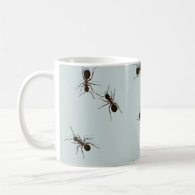 Chaotic Red Ants Snyggt Mönster Kaffemugg (Vänster)