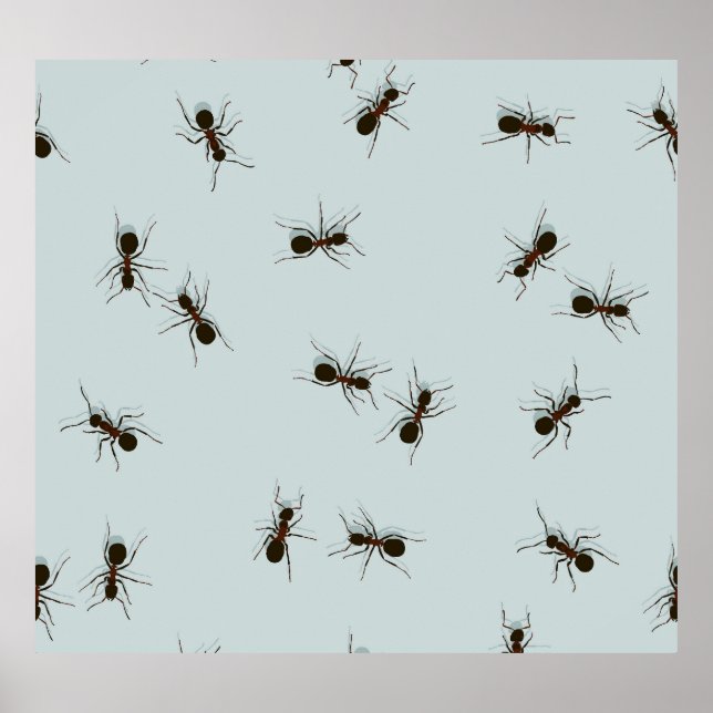 Chaotic Red Ants Snyggt Mönster Poster (Framsidan)