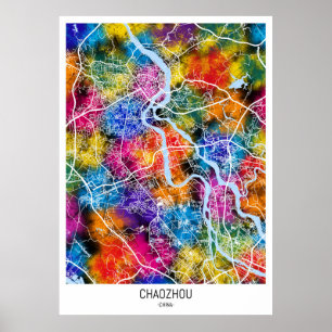 Chaozhou China City Karta Poster