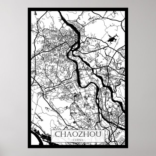 Chaozhou Kina Stadskarta Poster (Framsidan)