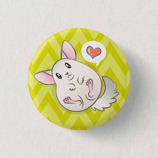 Chapa 3,2cm Chinchilla Corazón Verde Knapp (Framsida)