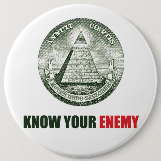chapa pin know your enemy illuminati knapp (Framsida)