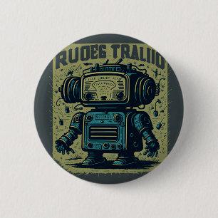 Chapa Redonda De 5 Cm vintage robot gammal Knapp
