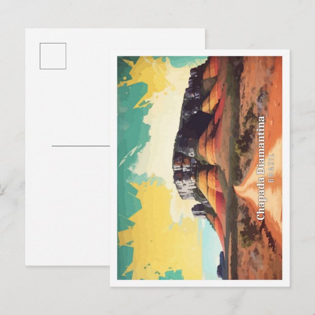 Chapada Diamantina Pop Art Travel Illustration Vykort (Fram/baksida)