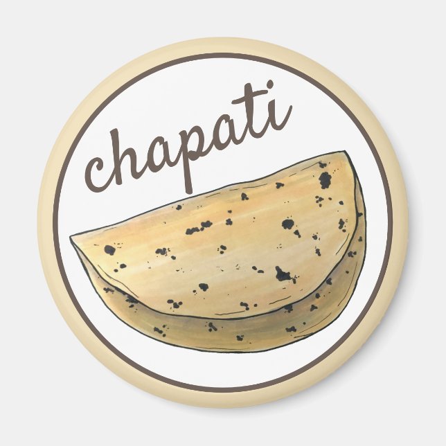 Chapati Roti indisk Food Bread Flatbröd Foodie Magnet (Framsidan)