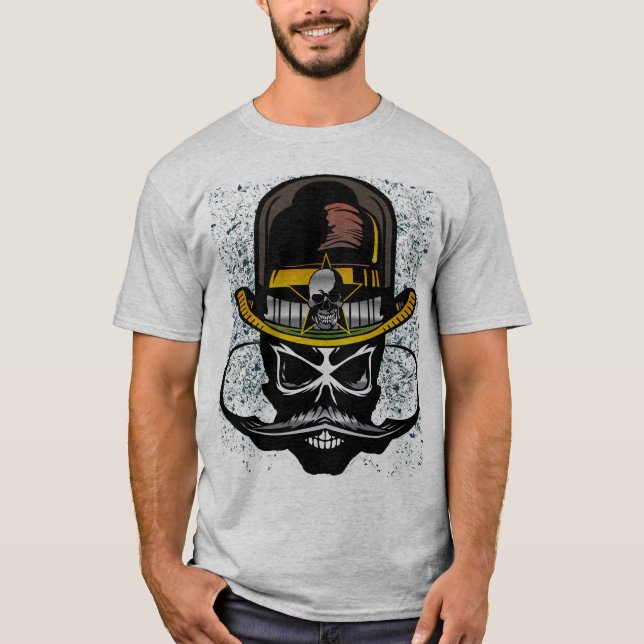 chapeau hipster moustache_tete_de_mort_crane t shirt (Framsida)