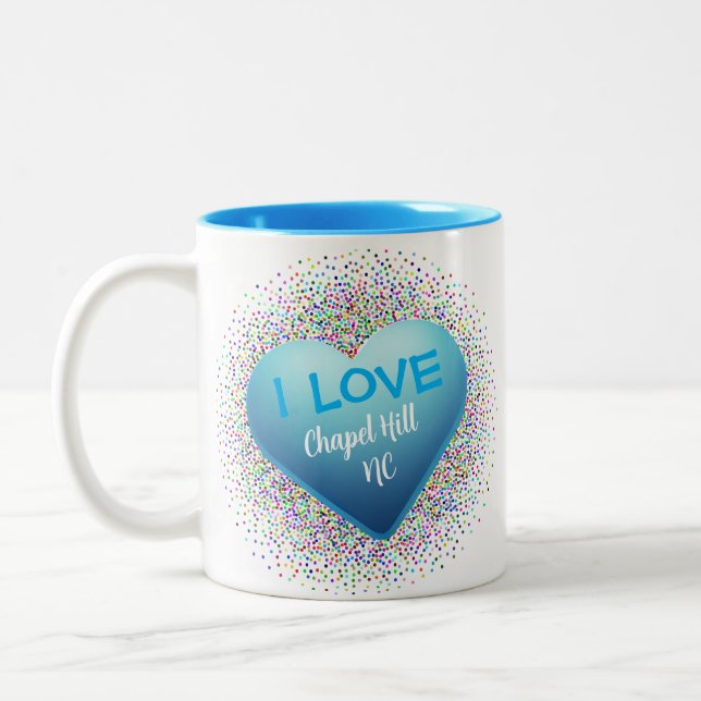 Chapel Backe Blue Heart White Coffee Mugg (Vänster)