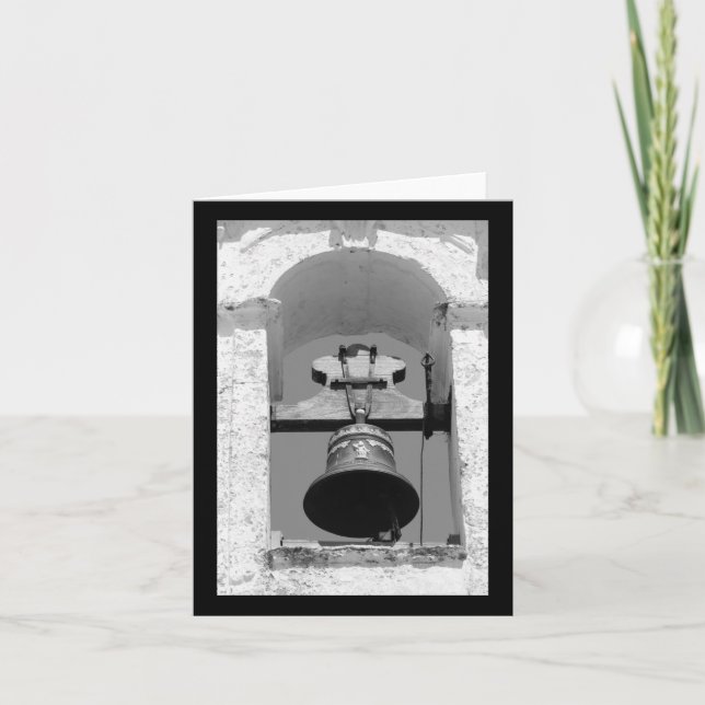 Chapel Bell Faro Black and White Lodrät Sticker Kort (Framsida)