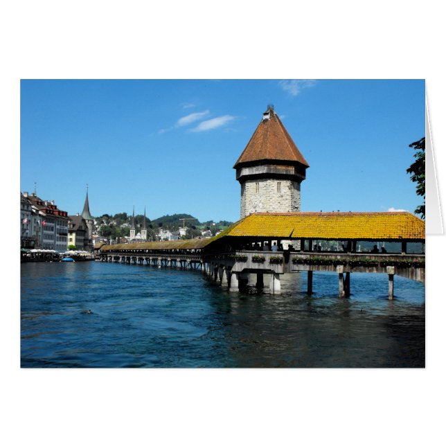 Chapel Bridge, Lucerne, Schweiz-kort Hälsningskort (Framsidan Horizontal)